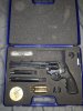 Co2 Revolver Smith & Wesson 586 - 4-6-8 Zoll brüniert 4,5 mm Diabolo (P18) Komplettset