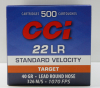 500 Stück / Schuss CCI .22 l.r. lfb KK Standard Velocity 40grs - LRN .22 lfb KK Munition Blei #0035