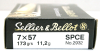20 Schuss S&B 7x57 SPCE 173gr 11,2g Teilmantel Scharfrand Geschoss Jagdmunition Blei Schnitthaar 7mm