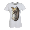 ALMTRACHT T-Shirt Damen FUCHS Porträt ! weiß farbig 100% Natur-Baumwolle | Rundhals Größe: S SMALL