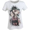 ALMTRACHT T-Shirt Damen Dackel mit Hut, weiß farbig 100% Natur-Baumwolle | Rundhals Größe: XL ca 54