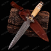 Custom Handmade Damascus Steel Hunting Bowie Knife with Bone | MAQ1772