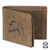 Geldbörse mit KEILER Wildsau Prägung | aus Antikleder | 11,5 x 9,5cm 2xGeldfach 7xKreditkarte ...
