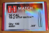 100 St.Hornady Geschosse.30(.308Dia)-168-HPBT MATCH #30501