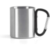 Doppelwandiger Edelstahlbecher / Tasse mit schwarzem Karabinergriff