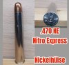.470 NE (Nitro Express), FMJ, Nickelhülse, Deko-Patrone