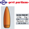 100 Stück PPU | PrviPartizan Geschosse #B-212 | .224(22) 55gr/3,56g FMJ BT Vollmantel BoatTails