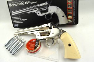 Vollmetall! Schofield 6" Kipplauf-Revolver "Silver" * CO² * Diabolos * mit Starterpaket