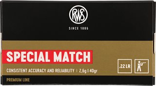 50 St. / Schuss RWS .22 l.r. lfb KK Munition SPECIAL MATCH 2,6g BleiRund KK 50m liegend stehend 100m