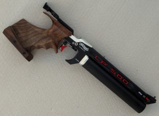 PRESSLUFTPISTOLE WALTHER LP500 EXPERT DESIGN ROT" MIT 1 X ALU-KARTUSCHE