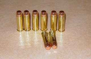 10 Stück Dekos .44 Remington Magnum / .44 Rem. Mag. Vollmantel Flachkopf Geschosse Messinghülsen