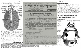 Nachdruck Taschenkarte Wehrmacht Eihandgranate 39