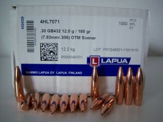 100 St.LAPUA Geschosse.30(308 Dia)-185-OTM-Scenar-HPBT-#GB432