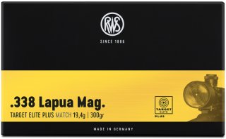 20 Schuss RWS TARGET ELITE PLUS MATCH Muntion .338 Lapua Magnum 19,4g 300gr LONG RANGE Patronen