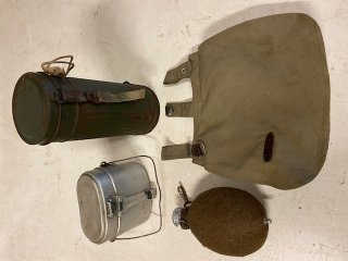 Infantrie Gasmaske Essgeschirr E SS 36 Brotbeutel Feldflasche No K98