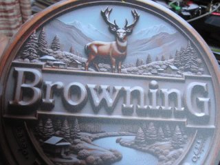 BROWNING hier als Kopie auf Blech rund 20 cm-