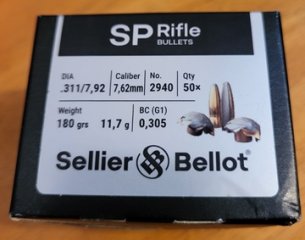 50 Stück S&B Sellier&Bellot Geschosse #2940/7,62/.303Brit.Dia.311/7,92-180grs/11,70g SP