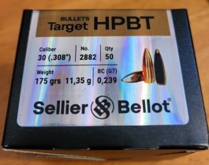 50 Stück S&B Sellier&Bellot Geschosse 30 (.308) Target HPBT 175 grs / 11,35 g #2882