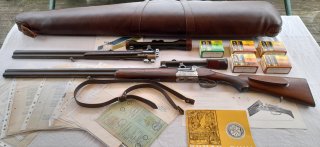 BÜHAG Suhl Mod.35E 7x65R/16-70 + Böhler Spezial-Stahl+Wechsellauf + 2x Carl Zeiss + Dokumente