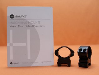 HAWKE Montageringe Match 30mm medium (22116) BH=9mm Alu schwarz matt für Weaver-/ Picatinnyprofil