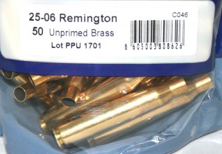 50 Stück NEUE PPU/PrviPartizan Langwaffenhülsen .25-06 Remington Boxerzündung / Unprimed Brass #C046