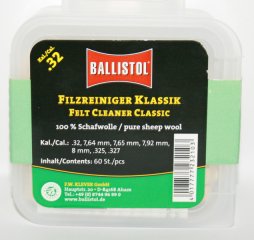 60x BALLISTOL Reinigungsfilze/Filzreiniger KLASSIK Cal .32 | 100%Schafwolle | 8mm/.323/7,92mm/325-7