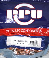 100 Stück PPU | PrviPartizan Kurzwaffen Geschosse #B-033 | CAL 9MM - .3545 - 124grs / 8g FMJ (9x19)