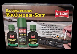 NEUEHEIT ! 1 x Ballistol Aluminium Brünier SET > Oberflächenveredelung AR15 Handschutz Schaft ... !