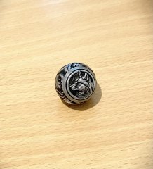 KAMMERGRIFFKUGEL mit stilisiertem Wolfs-Kopf - Boule de levier "loup"