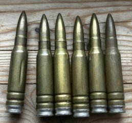 7,62mmx51 Ex-Patronen, 6 Stück , Bodenstempel HK-64 / HK-65
