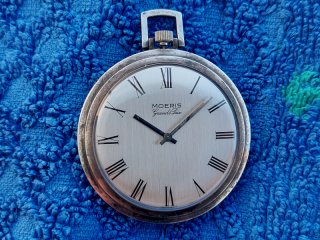 MOERIS hochwertige Schweizer TASCHENUHR, massiv STERLING SILBER