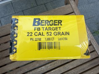 Berger Geschosse .223 Rem FB Target Kaliber 22 52 grain Artikel-Nr. 22708