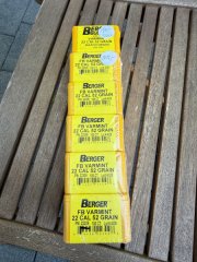 Berger Geschosse .223 Rem FB Varmint Kaliber 22 52 grain Artikel-Nr. 22309