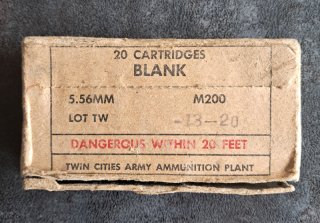 Sammlermunition 5,56 mm Platzpatronen M200 20 Stück, ca. 1980