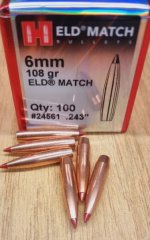6mm.243/108 grs ELD Match Hornady 100 stk No. 24561 # SSZ Berka