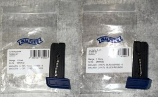 1 original Walther Magazin für die Pistole Walther GSP 500 .22 lfb. KK lr 6 Schuss NEU + OVP