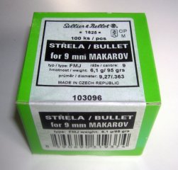 100 Geschosse S & B - 9 mm Makarov (.363) - 95 grs. / FMJ