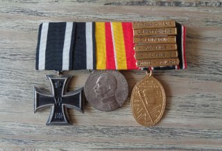 3er ORDENSSCHNALLE MIT 6 GEFECHTSPANGEN