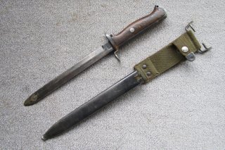 Norwegisches Krag Jörgensen Bajonett Seitengewehr M.1894 Wehrmacht Kongsberg mit Koppelschuh defekt