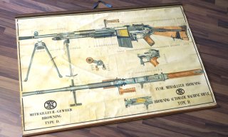 Sammlerstück ! Schautafel / Lehrtafel "Browning M1918 BAR" Automatic-Rifle "Type D", WK2, TOP !