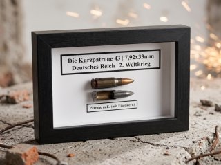 PATRONE 7,92x33 wk2 mp44 Kurzpatrone43 Pist.Patr.43 Wehrmacht Schaukasten MUNITIONSDISPLAY
