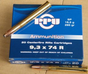 9,3x74R/285grs. Teilmantel/SP PPU A-461 20 stk.