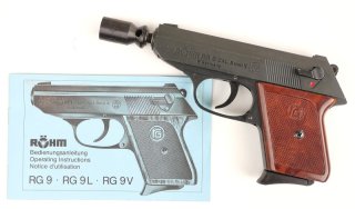 Schreckschusspistole Röhm RG9 PTB 413 Kal. 8mm P.A.K. (PAK) mit Bedienungsanleitung + Abschussbecher