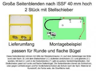 2 Stück Seitenblenden für Schiessbrillen weiss nach ISSF 40 mm hoch