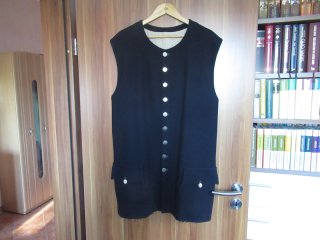 Siedler Waistcoat schwarze Wolle, Glöße L gefüttert 1750 Replikat