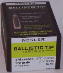50St. NOSLER Geschosse .270(.277Dia.) - 170 - BALLISTIC TIP - #28135