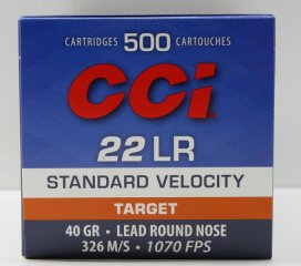 500 Stück / Schuss CCI .22 l.r. lfb KK Standard Velocity 40grs - LRN .22 lfb KK Munition Blei #0035