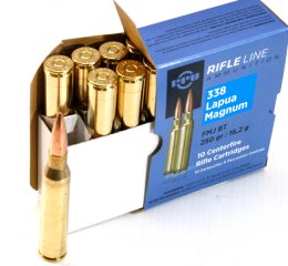 10 Schuss / 10 Patronen PPU .338 LAPUA MAGNUM 250gr 16,2g Vollmantel FMJ BT Munition PrviPartizan !