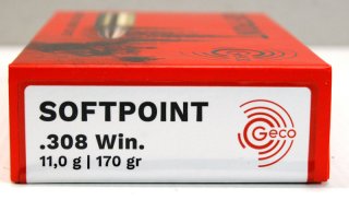 20 Schuss GECO SP Softpoint Büchsenpatronen .308 Win. 170gr 11g Teilmantel Jagd Munition Blei 308 W.