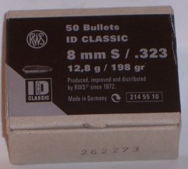 50St. RWS Geschosse 8mm(.323) - 198(12,8gramm) - ID-CLASSIC - #214 55 10